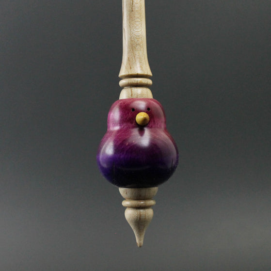 Bird bead spindle in hand dyed curly maple and curly maple