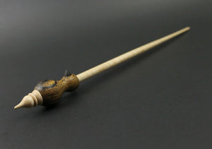 Bird bead spindle in bocote and curly maple