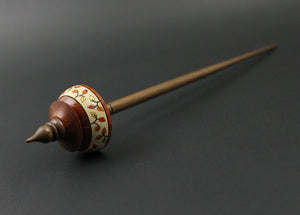 Tibetan style spindle in padauk, holly, and walnut