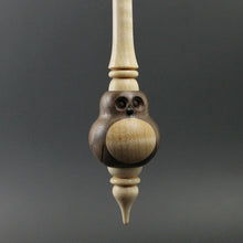 Load image into Gallery viewer, Owl bead spindle in walnut, ebony, and curly maple