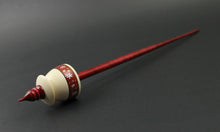 Load image into Gallery viewer, Teacup spindle in holly, redheart, and hand dyed curly maple