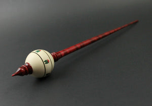 Bead spindle in holly and hand dyed curly maple