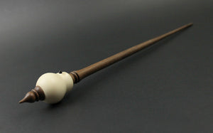 Owl bead spindle in holly and walnut