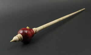 Bird bead spindle in hand dyed curly maple and curly maple