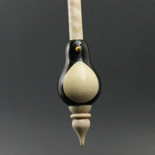 Load image into Gallery viewer, Bird bead spindle in Indian ebony, holly, and curly maple