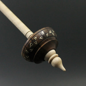 Tibetan style spindle in East Indian rosewood and curly maple