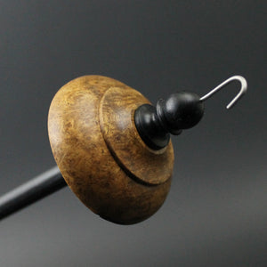 Drop spindle in amboyna burl and frogwood