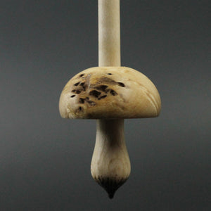 Mushroom support spindle in birdseye maple and curly maple