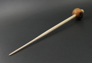 Mushroom support spindle in amboyna burl and curly maple