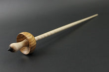 Load image into Gallery viewer, Mushroom support spindle in olivewood and curly maple