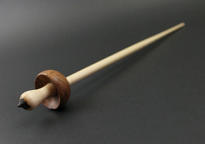Mushroom support spindle in thuya burl and maple