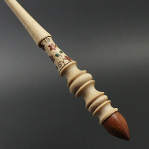 Wand spindle in curly maple and bloodwood