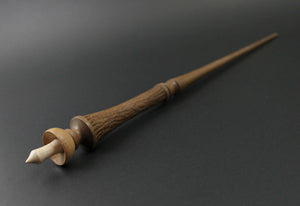 Wand spindle in walnut, birdseye maple, and curly maple