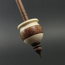 Load image into Gallery viewer, Cauldron spindle in holly, thuya burl, and walnut