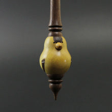 Load image into Gallery viewer, Bird bead spindle in hand dyed maple and walnut