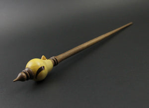 Bird bead spindle in hand dyed maple and walnut