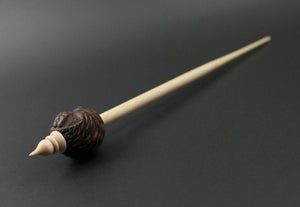 Hedgehog bead spindle in walnut and maple