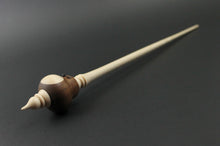 Load image into Gallery viewer, Owl bead spindle in walnut, Indian ebony, and curly maple