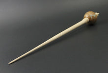 Load image into Gallery viewer, Bead spindle in maple burl and curly maple with turquoise inlay