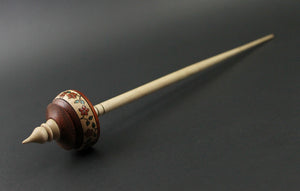 Tibetan style spindle in padauk and curly maple