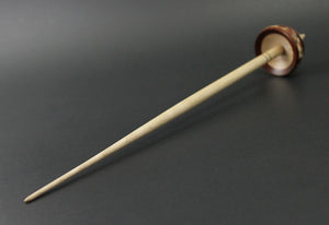 Tibetan style spindle in padauk and curly maple