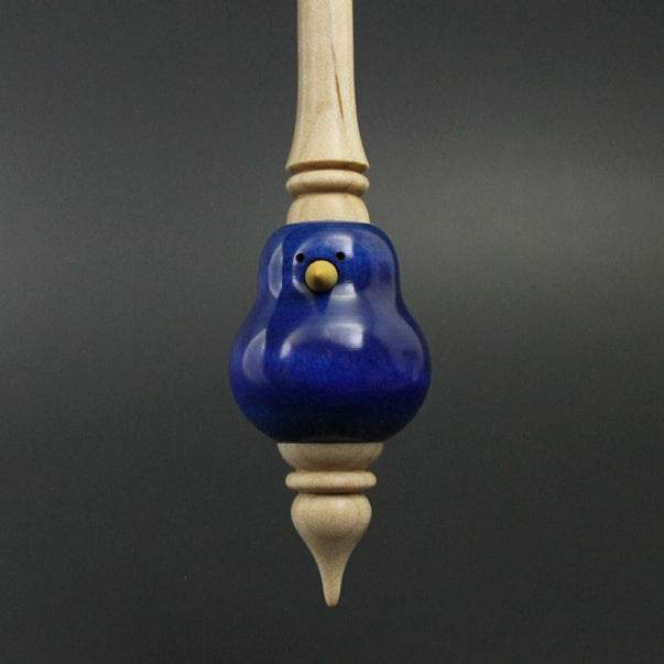 Bird bead spindle in hand dyed curly maple, yellowheart, and curly maple