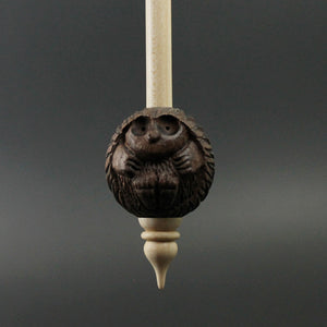 Hedgehog bead spindle in walnut and curly maple