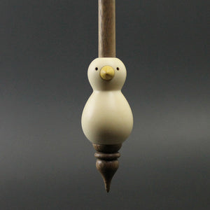 Bird bead spindle in holly and walnut
