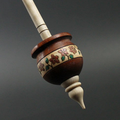 Cauldron spindle in padauk and curly maple