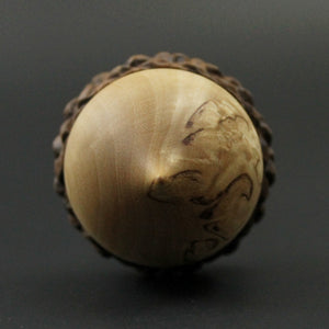 Acorn support spindle in Karelian birch and walnut