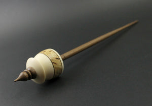 Teacup spindle in holly, buckeye burl, and walnut