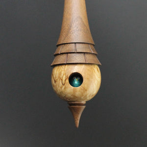 Birdhouse spindle in maple burl and walnut (<font color="red"<b>RESERVED</b></font> for Laura)