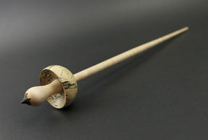 Mushroom support spindle in spalted tamarind and curly maple