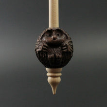 Load image into Gallery viewer, Hedgehog bead spindle in walnut and curly maple (&lt;font color=&quot;red&quot;&lt;b&gt;RESERVED&lt;/b&gt;&lt;/font&gt; for Emily)