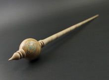 Load image into Gallery viewer, Bead spindle in maple burl and curly maple with turquoise inlay