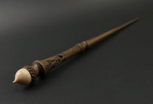 Load image into Gallery viewer, Oak King wand spindle in walnut and curly maple