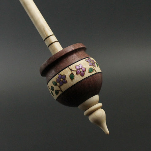 Cauldron spindle in purpleheart and curly maple