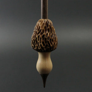 Mushroom support spindle in maple and walnut