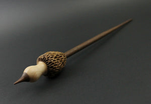 Mushroom support spindle in maple and walnut