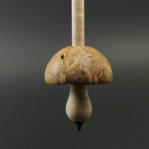 Mushroom support spindle in maple burl and curly maple