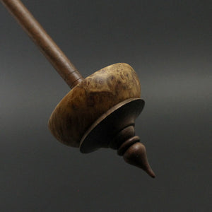 Tibetan style spindle in amboyna burl and walnut