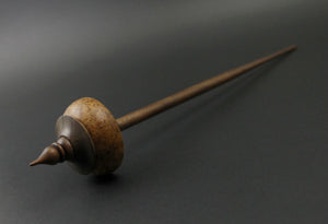 Tibetan style spindle in amboyna burl and walnut