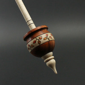 Cauldron spindle in padauk and curly maple