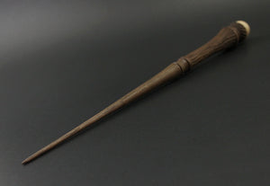 Oak King wand spindle in walnut and curly maple