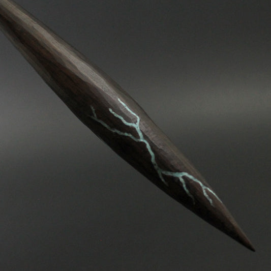 Phang spindle in Indian ebony with turquoise inlay