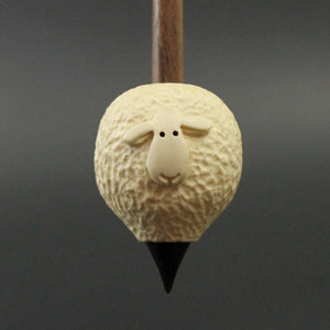 Sheep support spindle in holly and walnut (<font color="red"<b>RESERVED</b></font> for Meera)