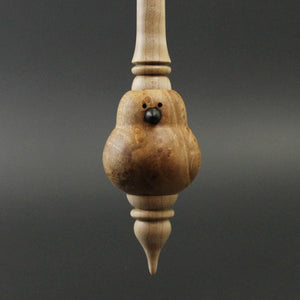 Bird bead spindle in maple burl and walnut