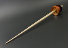Load image into Gallery viewer, Teacup spindle in hand dyed maple burl and curly maple