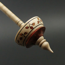 Load image into Gallery viewer, Tibetan style spindle in curly maple and hand dyed maple burl