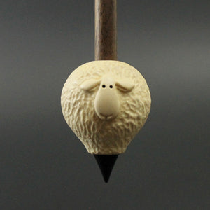 Sheep support spindle in holly and walnut (<font color="red"<b>RESERVED</b></font> for Mary)